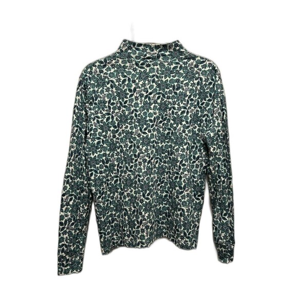 Lands End Women’s MP Turtleneck Blue Green Floral Paisley Print Soft Long Sleeve - Picture 2 of 14